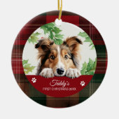 Persoonlijke Shetland Sheepdog Kerstmis Keramisch Ornament (Voorkant)