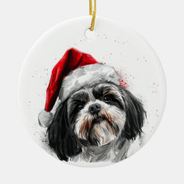 Persoonlijke Shih Tzu-hond Kerst Keramisch Ornament