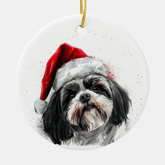 Persoonlijke Shih Tzu-hond Kerst Keramisch Ornament (Voorkant)