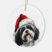 Persoonlijke Shih Tzu-hond Kerst Keramisch Ornament (Links)