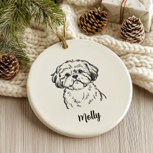 Persoonlijke Shih Tzu-hond Kerstmis Keramisch Ornament