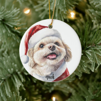 Persoonlijke Shih Tzu Kerstmis Hond Keramisch Ornament