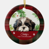 Persoonlijke Shih Tzu Kerstmis Keramisch Ornament (Voorkant)