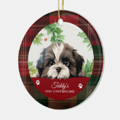 Persoonlijke Shih Tzu Kerstmis Keramisch Ornament (Links)