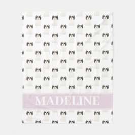 Persoonlijke Shih Tzu (Zwart & Wit) Tan & Wit Fleece Deken