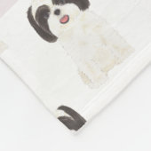 Persoonlijke Shih Tzu (Zwart & Wit) Tan & Wit Fleece Deken (Hoek)