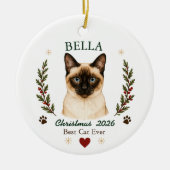 Persoonlijke Siamese Kat Kerstmis Keramisch Ornament (Voorkant)