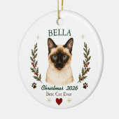 Persoonlijke Siamese Kat Kerstmis Keramisch Ornament (Links)