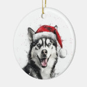 Persoonlijke Siberische Husky Kerst Keramisch Ornament (Links)
