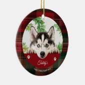 Persoonlijke Siberische Husky Kerstmis Keramisch Ornament (Rechts)
