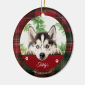 Persoonlijke Siberische Husky Kerstmis Keramisch Ornament (Links)