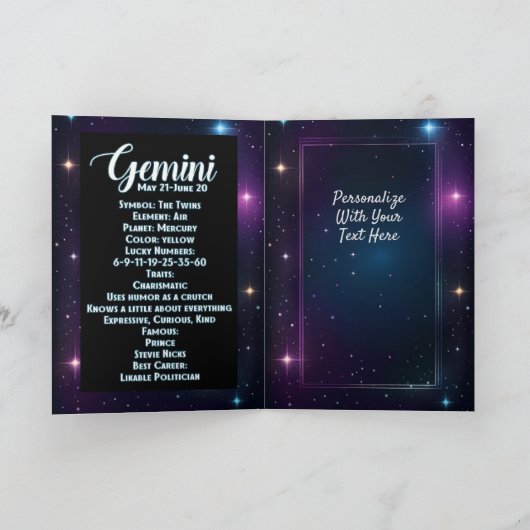 Persoonlijke Sieraden Galaxy Dierenriem Tweelingen Kaart (Binnen)