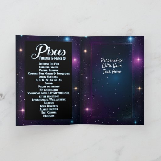 Persoonlijke Sieraden Galaxy Dierenriem Vissen Kaart (Binnen)