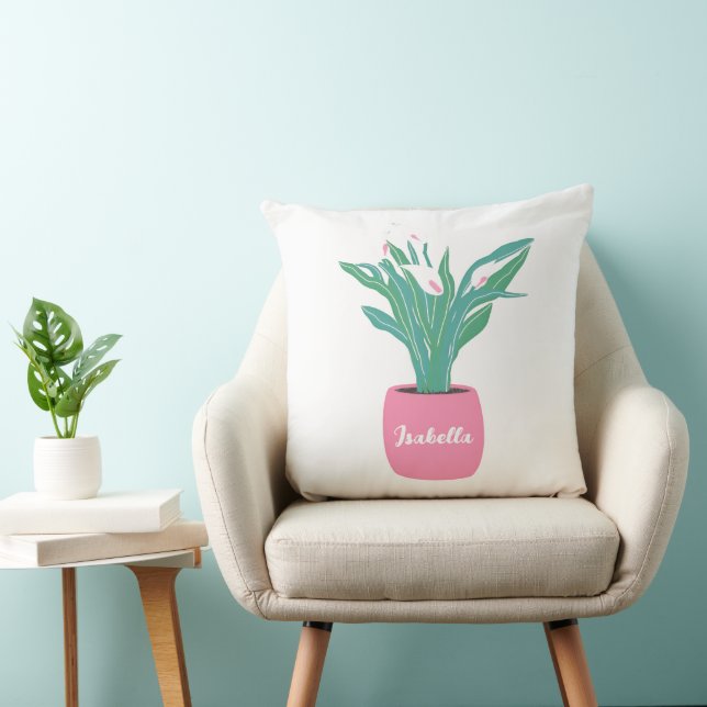Persoonlijke sierkussen met lelieplant ontwerp (Stoel)