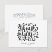 Persoonlijke Sierlijke Calligraphy Trouw Dankjewel Bedankkaart (Voorkant / Achterkant)