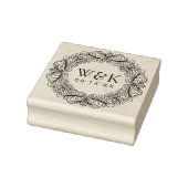 Persoonlijke Sierlijke Krans Trouw Monogram & Datu Rubberstempel (Stempel)
