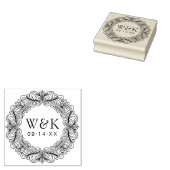 Persoonlijke Sierlijke Krans Trouw Monogram & Datu Rubberstempel (Gestempeld)