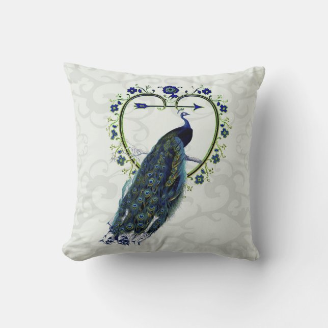 Persoonlijke sierlijke pauw kunst kussen (Voorkant)