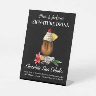 Persoonlijke Signature Drink Chocolate Pina Colada Reclamebord Met Voetstuk