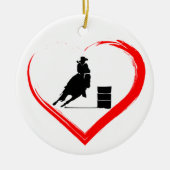Persoonlijke Silhouette Barrel Racing Horse, Heart Keramisch Ornament (Voorkant)