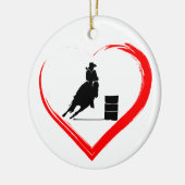 Persoonlijke Silhouette Barrel Racing Horse, Heart Keramisch Ornament (Links)