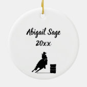 Persoonlijke Silhouette Barrel Racing Horse, Heart Keramisch Ornament (Achterkant)