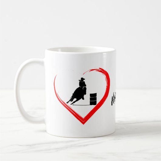 Persoonlijke Silhouette Barrel Racing Horse, Heart Koffiemok (Links)