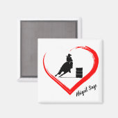 Persoonlijke Silhouette Barrel Racing Horse, Heart Magneet (Voorkant / Achterkant)