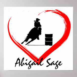 Persoonlijke Silhouette Barrel Racing Horse, Heart Poster