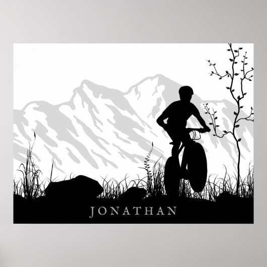 Persoonlijke Silhouette Mountain Bike Poster (Voorkant)