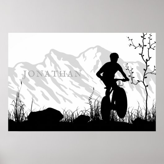 Persoonlijke Silhouette Mountain Bike Poster (Voorkant)