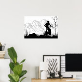 Persoonlijke Silhouette Mountain Bike Poster (Thuiskantoor)