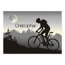 Persoonlijke Silhouette Mountain Biker en Moon