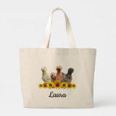 Persoonlijke Silkie Bantam Kippen en Zonnebloemen Grote Tote Bag (Achterkant)