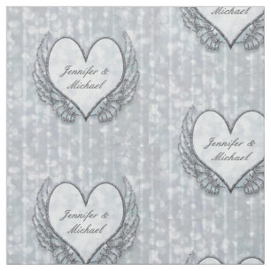 Persoonlijke Silver Angel Wings & Heart Stof