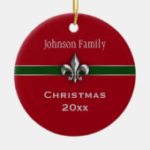 Persoonlijke Silver Fleur de Lis Kerstmis Keramisch Ornament (Voorkant)
