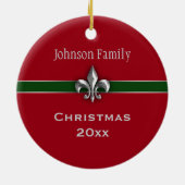 Persoonlijke Silver Fleur de Lis Kerstmis Keramisch Ornament (Achterkant)