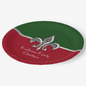 Persoonlijke Silver Fleur de Lis Kerstmis Papieren Bordje (Gekanteld)