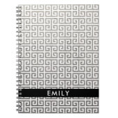 Persoonlijke Silver Foil en White Greek Key Notitieboek (Voorkant)