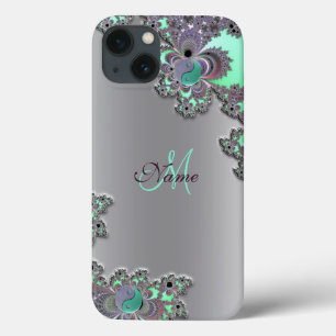 Persoonlijke Silver Metallic Fractal iPad-draagtas iPhone 13 Hoesje