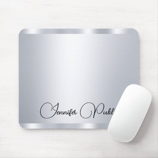 Persoonlijke Silver Metallic look Typografie Muismat (Met muis)