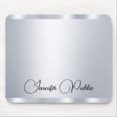 Persoonlijke Silver Metallic look Typografie Muismat (Voorkant)