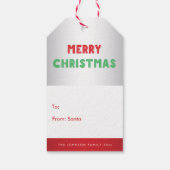 Persoonlijke Silver Red Merry-Labels met kerstcade Cadeaulabel (Achterkant)