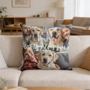 Persoonlijke simpele hond Foto collage aandenken Kussen