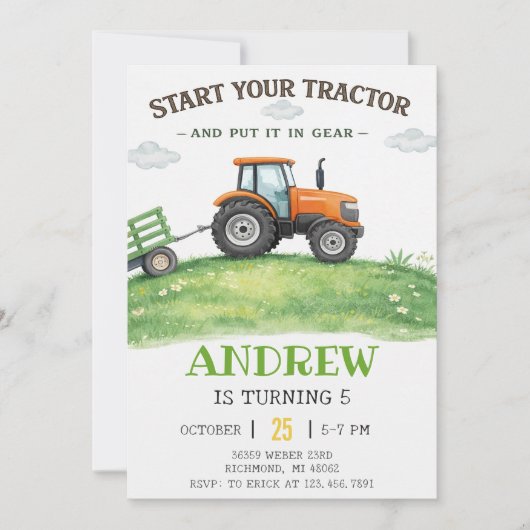 Persoonlijke simpele Tractor Verjaardag Kaart (Voorkant)