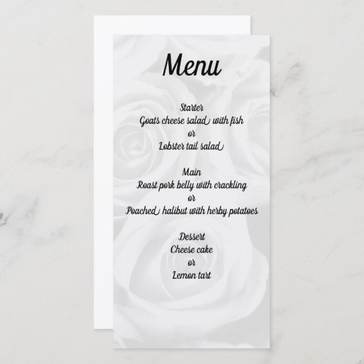 Persoonlijke Simple Minimal Wedding Menu Kaart (Voorkant / Achterkant)