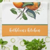 Persoonlijke Sinaasappels Fruit Groen Theedoek (Gevouwen)