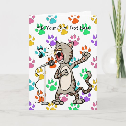 Persoonlijke Singing Cat-Wenskaarten/Multi Paw Kaart (Voorkant)