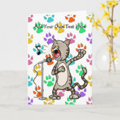 Persoonlijke Singing Cat-Wenskaarten/Multi Paw Kaart (Gele Bloem)