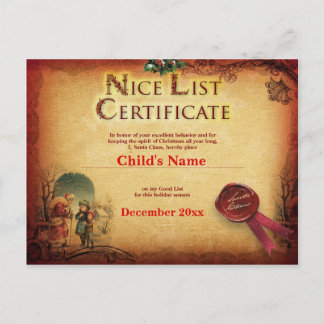 Persoonlijke 'Sinterklaas goede lijst' certificaat Briefkaart